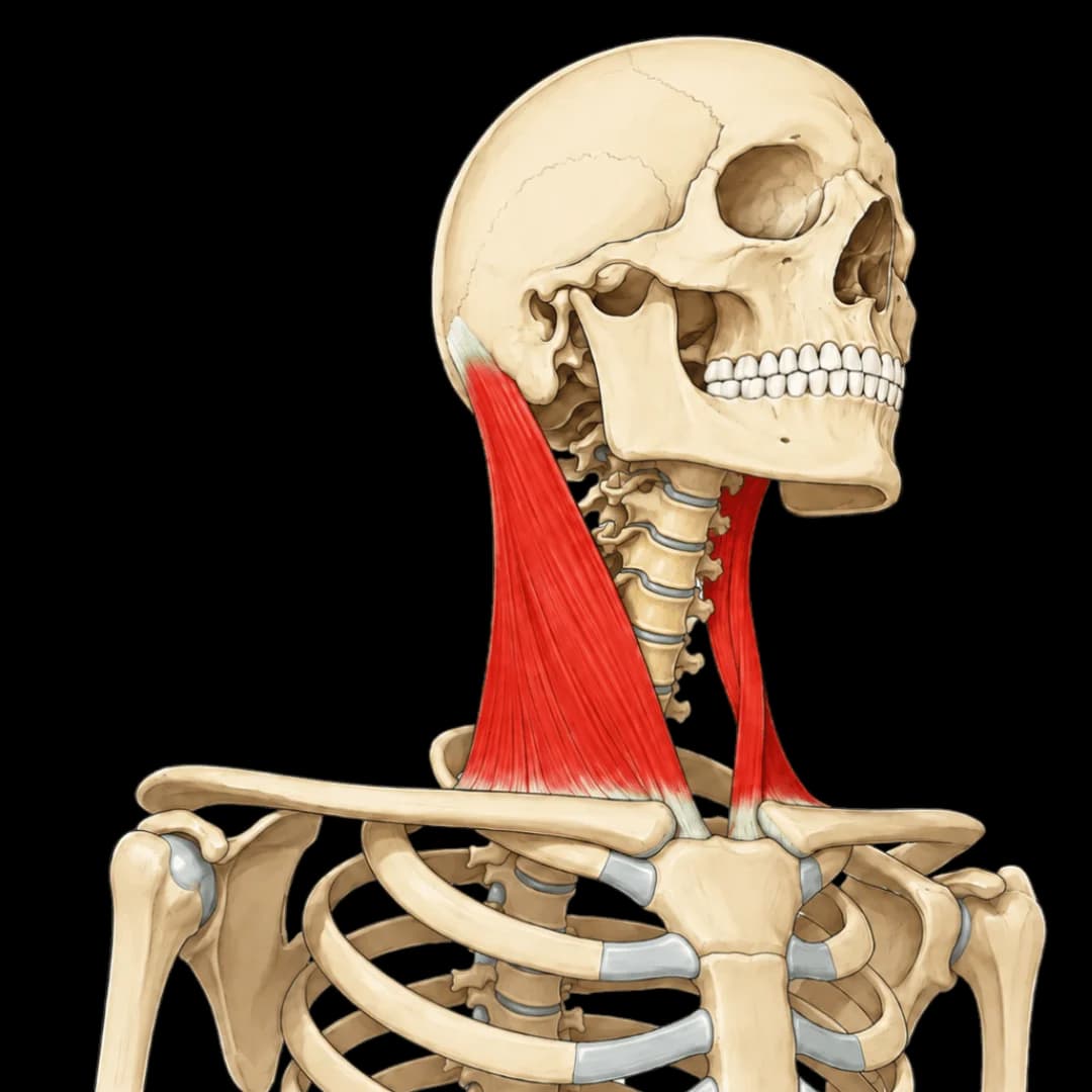 Schéma du muscle sterno-cléido-mastoïdien (SCOM) vue latérale